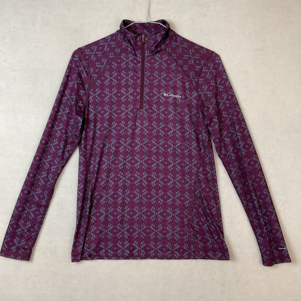 Columbia Omni-Wick Womens Purple Geometric Quarter Zip Pullover Top XK0443 M